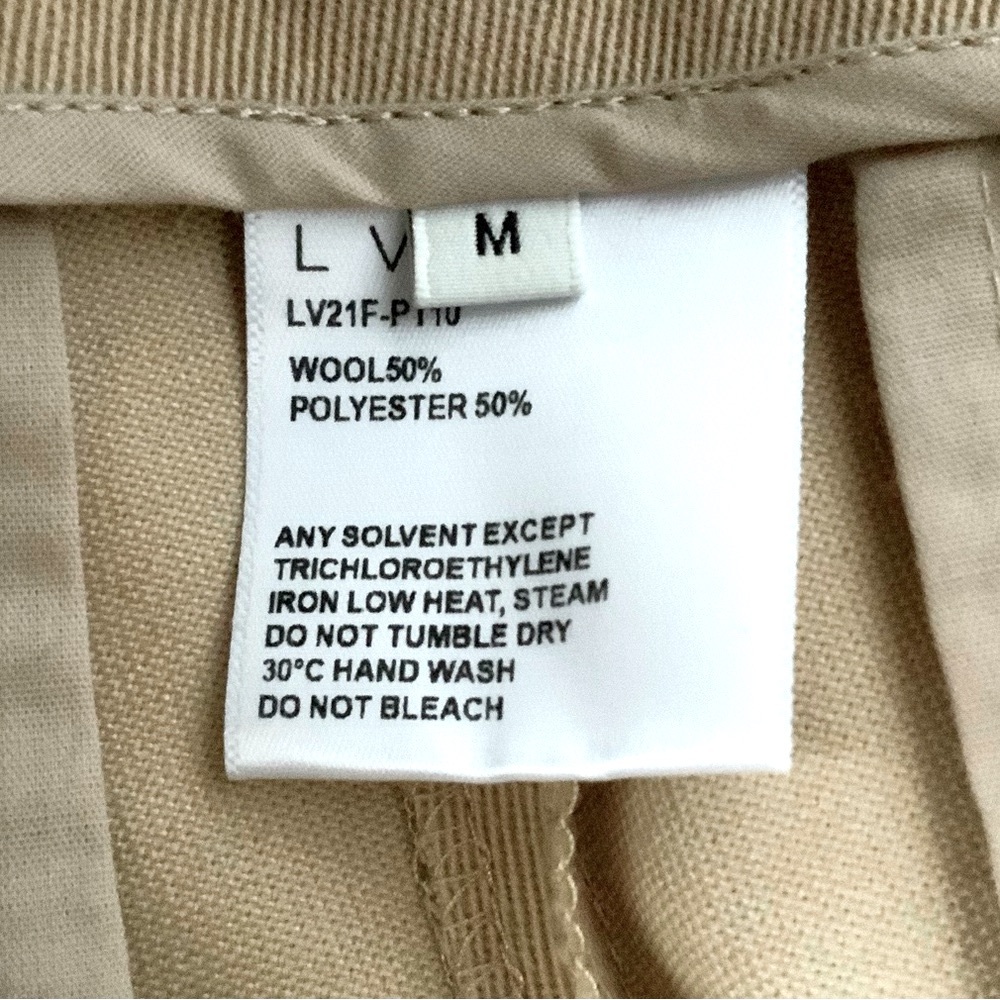 NWT LVIR Big Bell Bottom Pants High Waist Flare Wool Blend Office Beige Medium - Picture 6 of 9